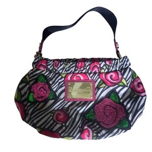 Betsey Johnson Black and Pink Floral Women's Bag
